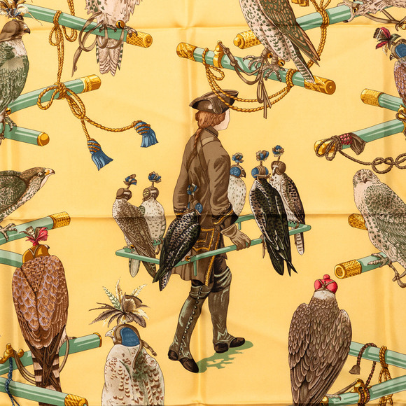 Pre-Loved Hermes Les Oiseaux du Roy Silk Scarf 90 - Picture 5 of 7